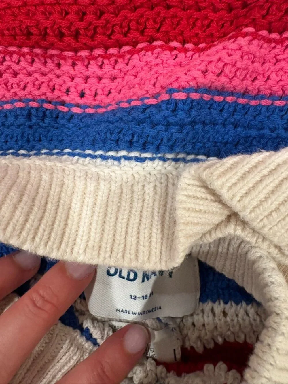 Old Navy Stripe Crochet Set 3pc 12-18M 2T Tank Shorts Hoodie